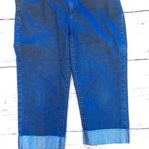 Chico's Denim Capri's - Rhinestone Cuffs Size 2